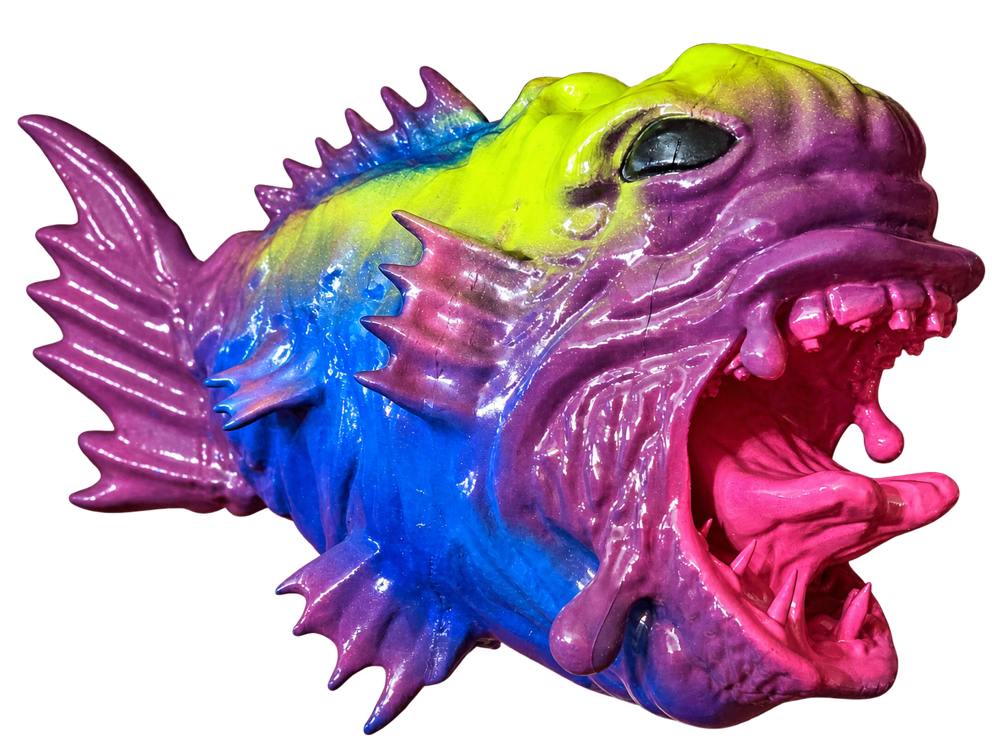 Large colorful hand-painted fantasy fish sculpture